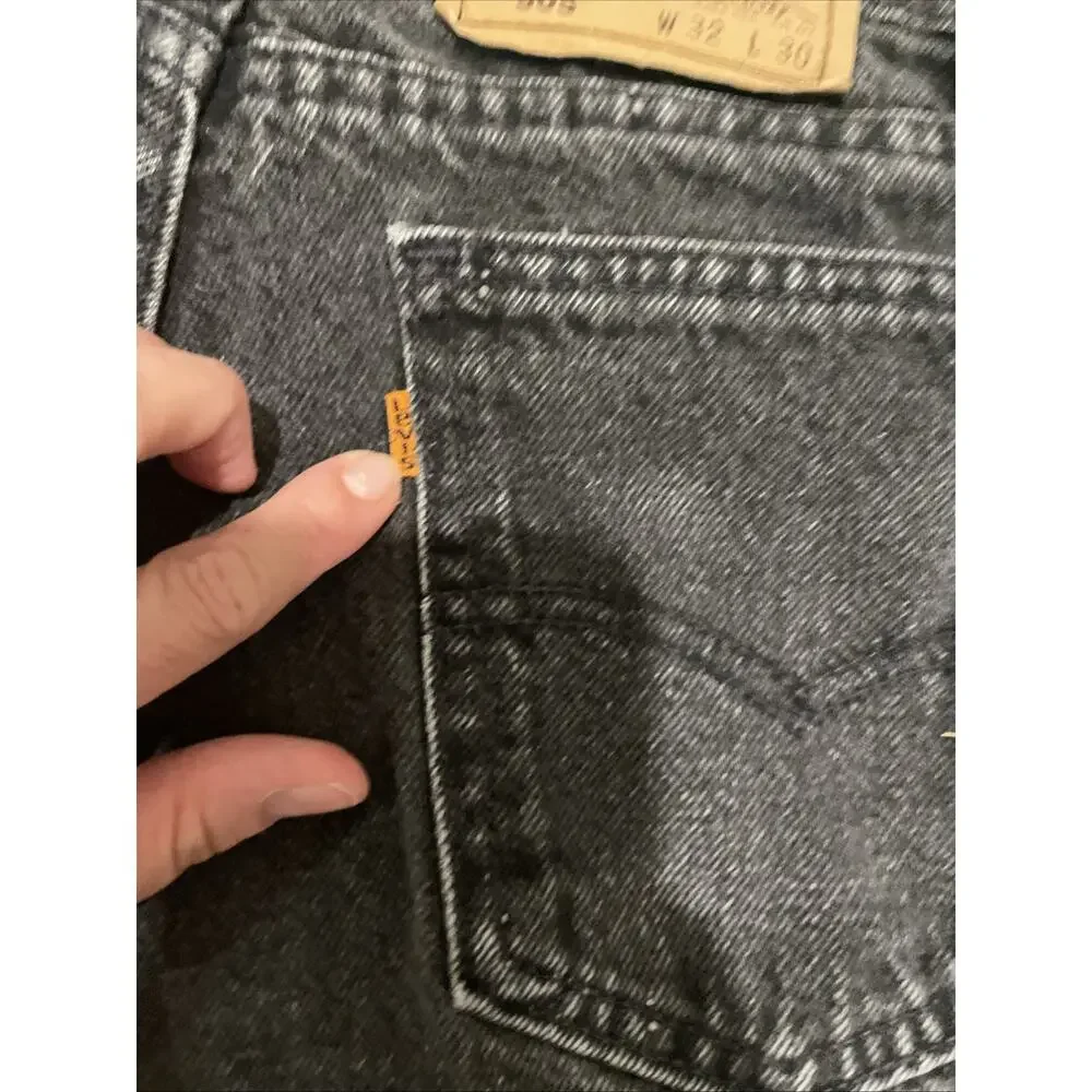 Vintage 90s Levis 505 Orange Tab Black Jeans Made In USA 32x30 Faded Charcoal